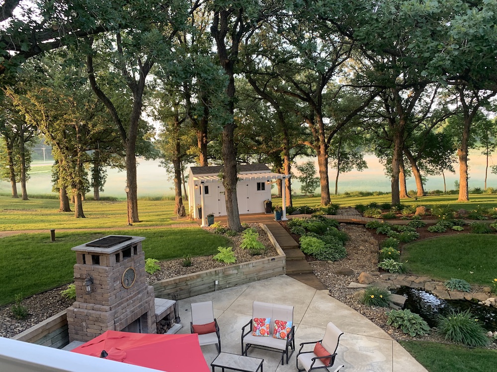 photo of the back patio at our Hotel in Okoboji, IA, near Arnolds Park Amusement Park